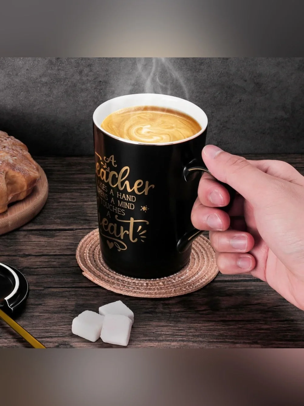 New in box Teacher Appreciation Black and Gold Ceramic Mug Gift Set